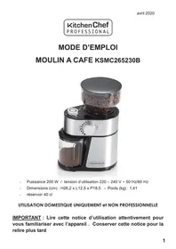 KITCHEN CHEF KSMC265230B - Moulin à café