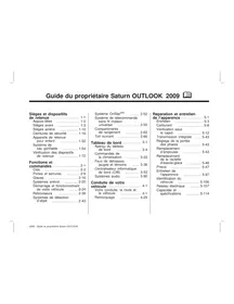 Notice Saturn OUTLOOK (2009) Automobile
