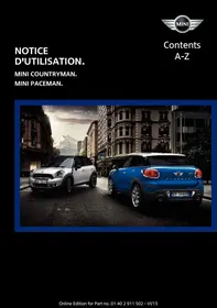 Notice MINI COUNTRYMAN (2010-2014) Automobile