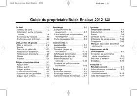 Notice Buick ENCLAVE (2012) Automobile