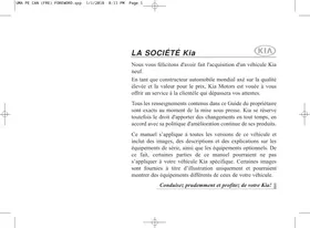 Notice KIA SORENTO (2017-2020) Automobile