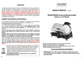 Notice KITCHEN CHEF KCPTR250N Trancheuse semi professionnelle