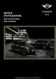 Notice MINI COUNTRYMAN (2014-2017) Automobile