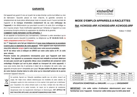 Notice KITCHEN CHEF KCWOOD4RP Appareils à raclette