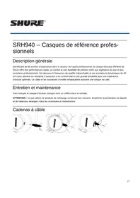 Notice SHURE SRH940 Ecouteur