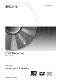 Notice SONY RDRHX710 Enregistreur DVD