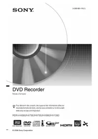 Notice SONY RDRHX785 Enregistreur DVD