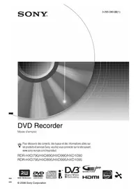 Notice SONY RDRHXD995 Enregistreur DVD