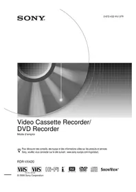 Notice SONY RDRVX420 Enregistreur DVD