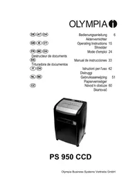 Notice OLYMPIA PS 950 CCD Shredder