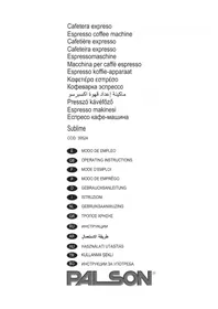 Notice PALSON SUBLIME Machine à café
