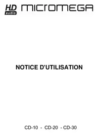Notice Micromega CD 30 Lecteur/enregistreur de cd