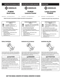 Notice GREENLEE FLHEAD Lampe de poche