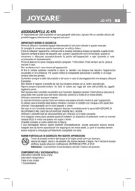 Notice Joycare JC478V Sèche cheveux