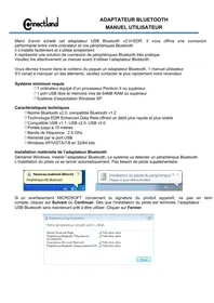 Notice CONNECTLAND BTBD00910M Carte réseau / adaptateur