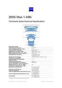 Notice Carl Zeiss OTUS 1.485 ZE Objectif