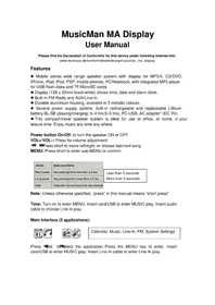 Notice TECHNAXX MUSICMAN MA DISPLAY Haut-parleur