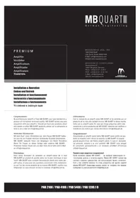 Notice MB QUART PAB 1200.1 D Car stereo