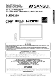 Notice SANSUI SLED2228 Téléviseur
