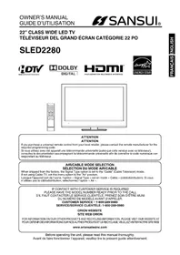 Notice SANSUI SLED2280 Téléviseur