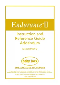 Notice BABY LOCK ENDURANCE 2 BND92 Sewing machine