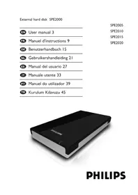 Notice PHILIPS SPE2000 Disque dur externe