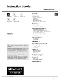 Notice HOTPOINT TCF 87B 6HYN Sèche-linge