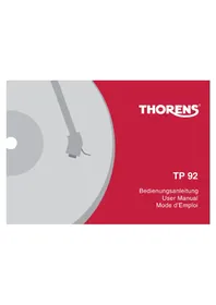 Notice THORENS TP 92 Plattenspieler