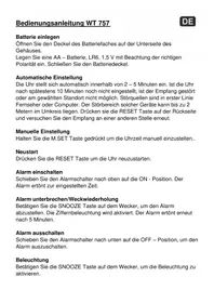 Notice TECHNOLINE WT 757 Alarm bell