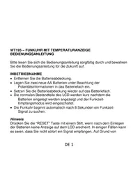 Notice TECHNOLINE WT 195 Alarm bell