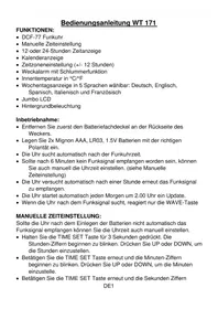 Notice TECHNOLINE WT 171 Alarm bell