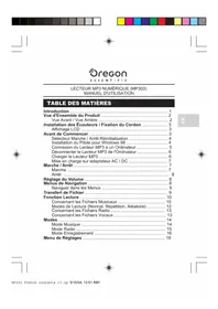 Notice OREGON SCIENTIFIC MP303 Lecteur mp3