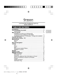 Notice OREGON SCIENTIFIC MP100 Lecteur mp3
