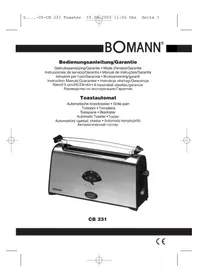 Notice BOMANN CB 231 Tostapane