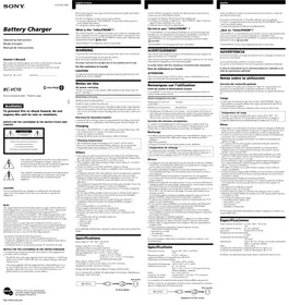 Notice SONY BCVC10 Chargeur de batterie