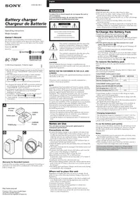 Notice SONY BCTRP Chargeur de batterie