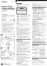 Notice SONY BCTRF Chargeur de batterie