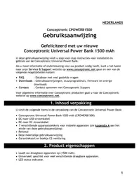Notice CONCEPTRONIC CPOWERB1500 Power bank