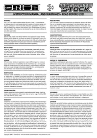 Notice Team Orion VORTEX ULTIMATE STOCK 540 17.5T Jouet radiocommandé