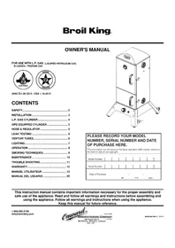 Notice Broil King SMOKE VERTICAL PROPANE SMOKER Parilla