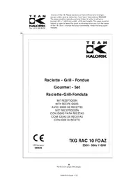 Notice TEAM TKG RAC 10 FOAZ Aparelho para fondue, raclette e wok