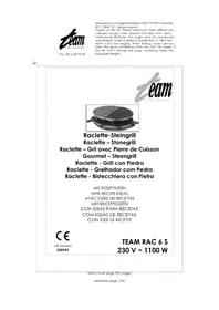 Notice TEAM RAC 6 Aparelho para fondue, raclette e wok
