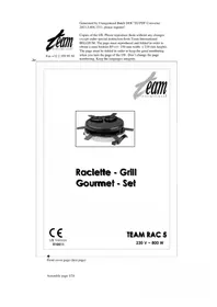 Notice TEAM RAC 5 Aparelho para fondue, raclette e wok