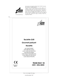 Notice TEAM RAC 18 Aparelho para fondue, raclette e wok