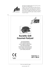 Notice TEAM RAC 11 Aparelho para fondue, raclette e wok