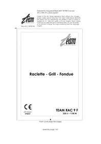Notice TEAM RAC 9 Aparelho para fondue, raclette e wok
