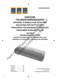 Notice Kitchenware FO 2011 Appareils à emballage sous vide