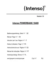 Notice INTENSO POWERBANK 10400 Battery charger