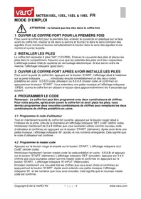 Notice VARO MOTSA19EL Coffre-fort