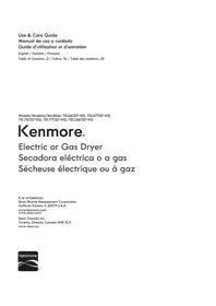 Notice KENMORE 110.67132 Secadora